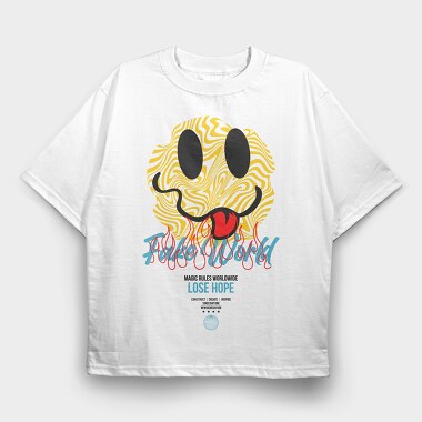 Fake Love World, Tricou Oversize Barbati (Unisex)