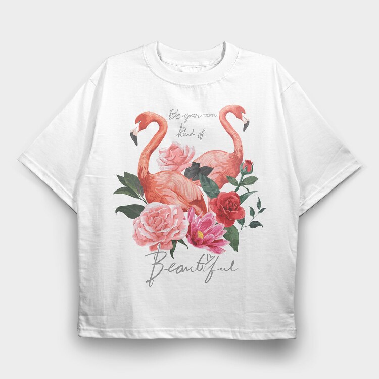 Flamingo Rose Beauty, Tricou Oversize Barbati (Unisex)