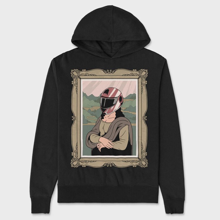 Helmeted Mona Lisa, Hanorac Oversize Barbati (Unisex)