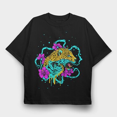 Leopard Flow Floral, Tricou Oversize Barbati (Unisex)