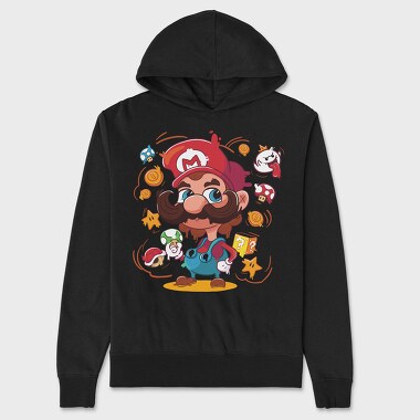 Mario Mustache Madness, Hanorac Oversize Barbati (Unisex)