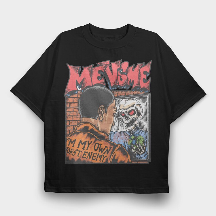 Mens Skull Mirror, Tricou Oversize Barbati (Unisex)