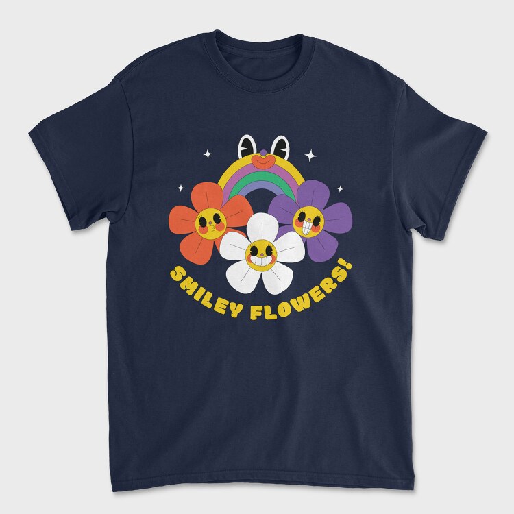 Flower Power Smiley, Tricou Barbati (Unisex)