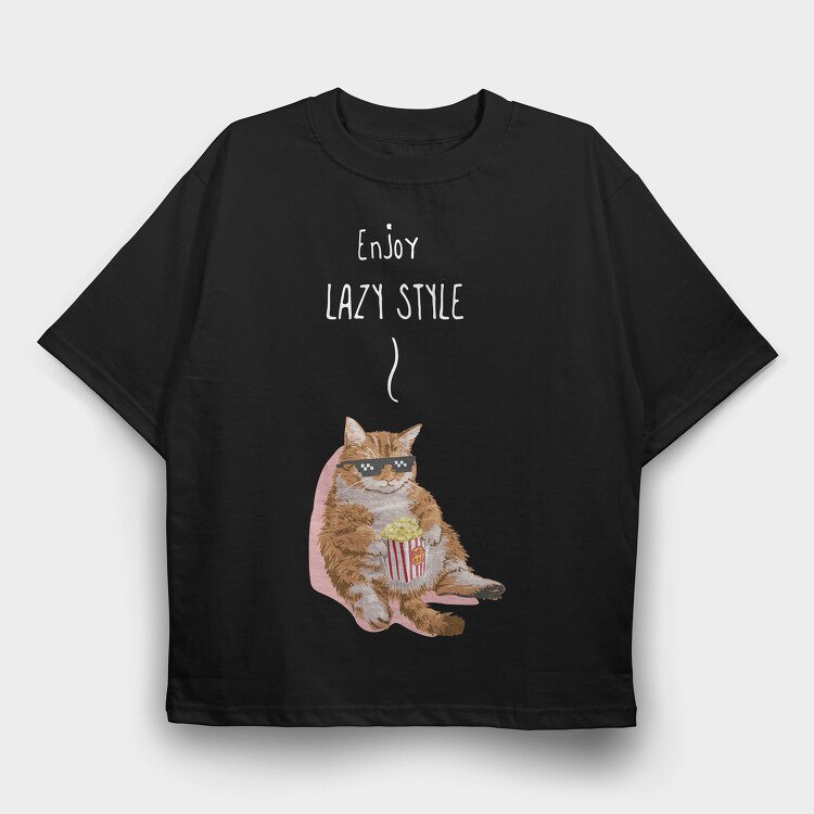 Lazy Cat Vibes, Tricou Oversize Barbati (Unisex)