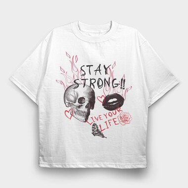 Live Your Life Skull, Tricou Oversize Barbati (Unisex)