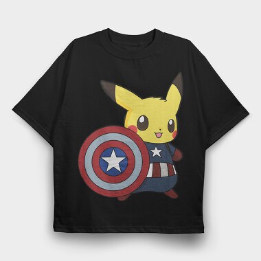 Pikachu Captain Shield, Tricou Oversize Barbati (Unisex)