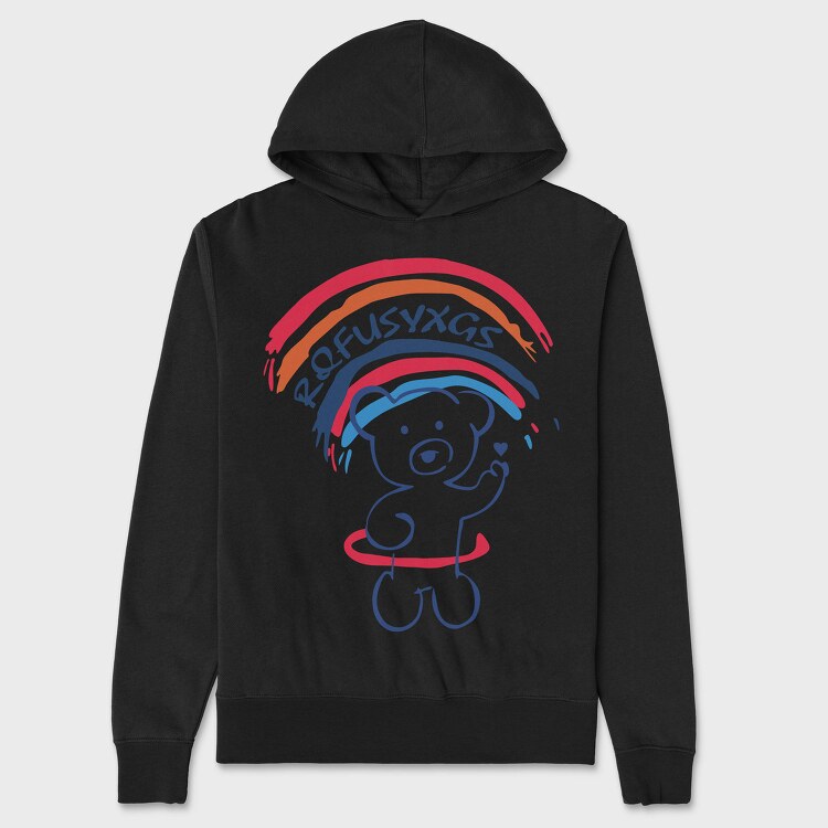 Rainbow Bear Vibes, Hanorac Oversize Barbati (Unisex)