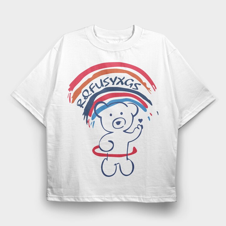Rainbow Bear Vibes, Tricou Oversize Barbati (Unisex)