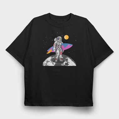 Moon Surfer, Tricou Oversize Barbati (Unisex)