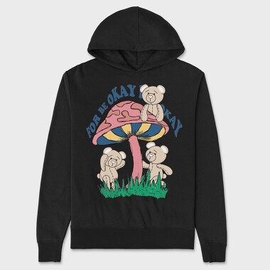 Mushroom Bear Vibes, Hanorac Oversize Barbati (Unisex)