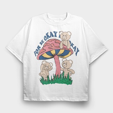 Mushroom Bear Vibes, Tricou Oversize Barbati (Unisex)