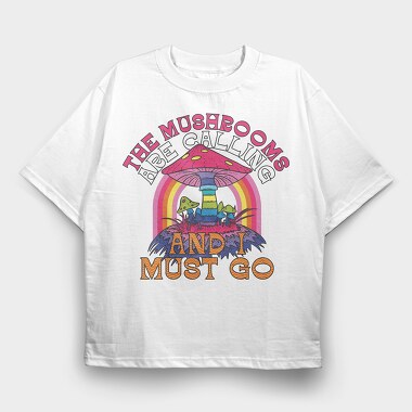 Mushroom Rainbow Call, Tricou Oversize Barbati (Unisex)