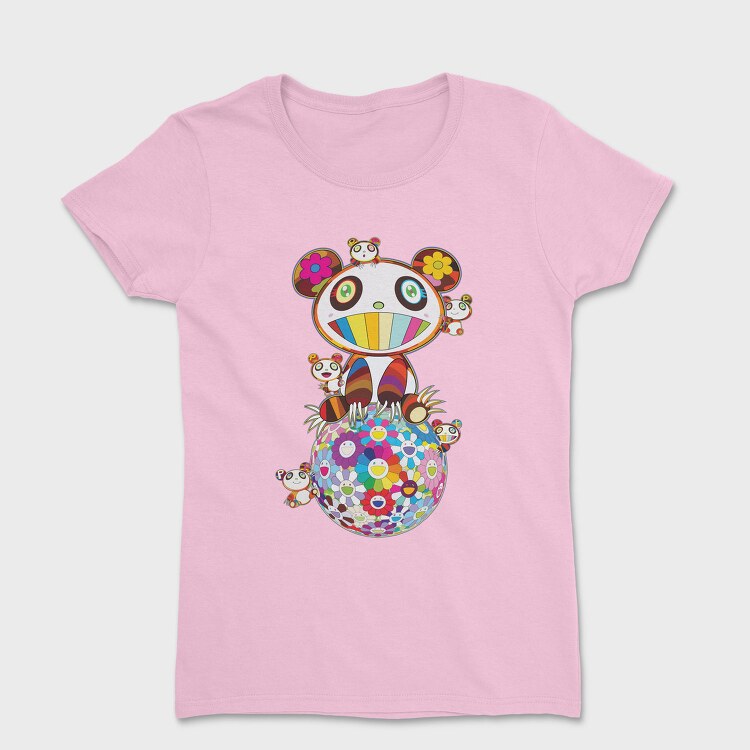 Panda Pop Art Blooms, Tricou Femei