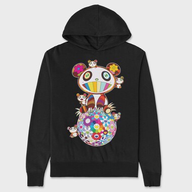 Panda Pop Art Blooms, Hanorac Oversize Barbati (Unisex)