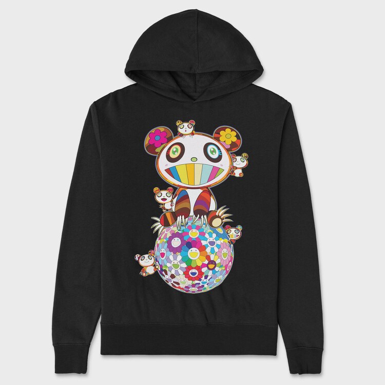 Panda Pop Art Blooms, Hanorac Oversize Barbati (Unisex)