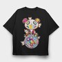 Panda Pop Art Blooms, Tricou Oversize Barbati (Unisex)
