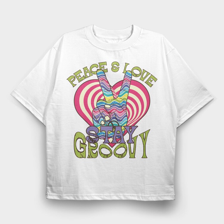 Peace Love Vibes, Tricou Oversize Barbati (Unisex)