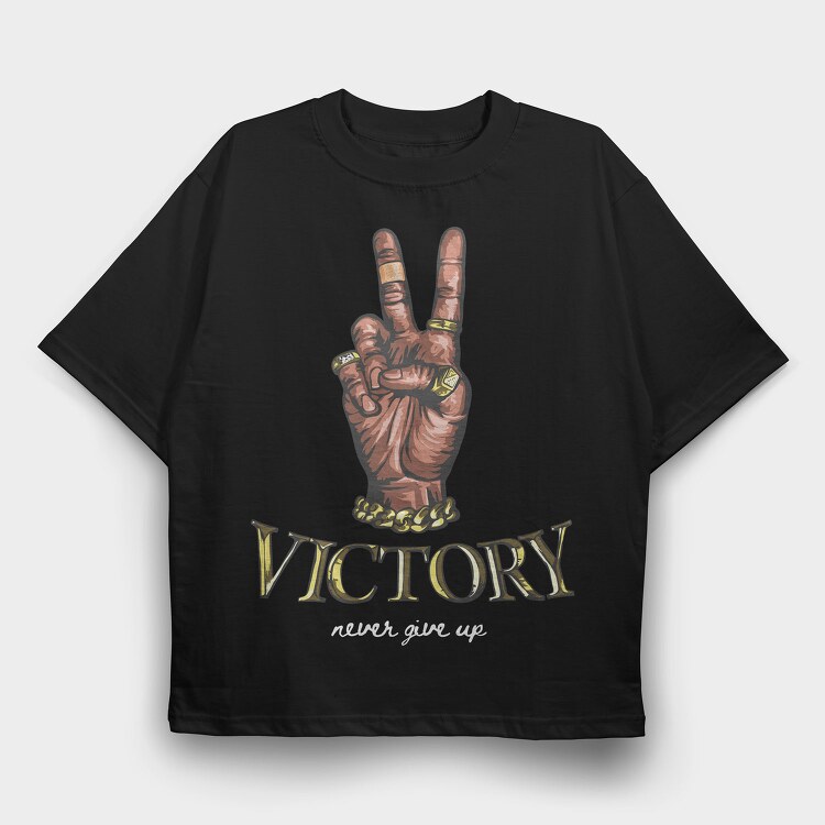 Peace Victory Never Give Up, Tricou Oversize Barbati (Unisex)