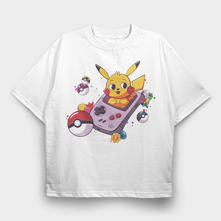 Pikachu Gameboy Adventure, Tricou Oversize Barbati (Unisex)