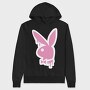 Pink Bunny Bowtie, Hanorac Oversize Barbati (Unisex)