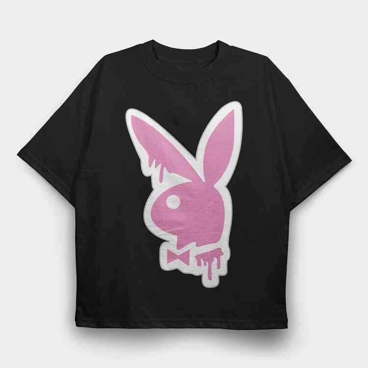 Pink Bunny Bowtie, Tricou Oversize Barbati (Unisex)