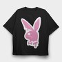 Pink Bunny Bowtie, Tricou Oversize Barbati (Unisex)
