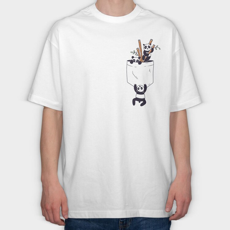 Pocket Pandas, Tricou Oversize Barbati (Unisex)