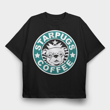 Pug Prince Coffee, Tricou Oversize Barbati (Unisex)