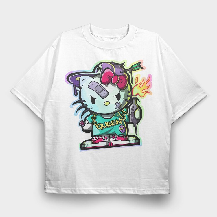 Punk Kitty Queen, Tricou Oversize Barbati (Unisex)