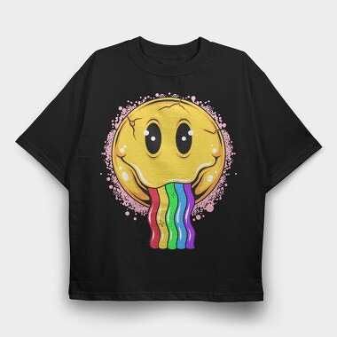 Rainbow Smiley Vibes, Tricou Oversize Barbati (Unisex)