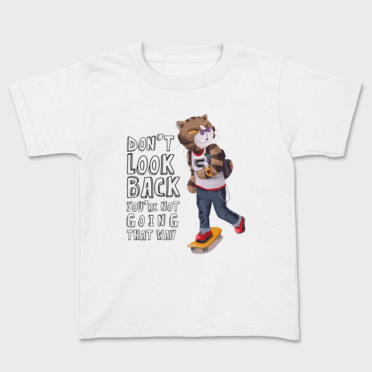 Skateboarding Cat Vibes, Tricou Copii