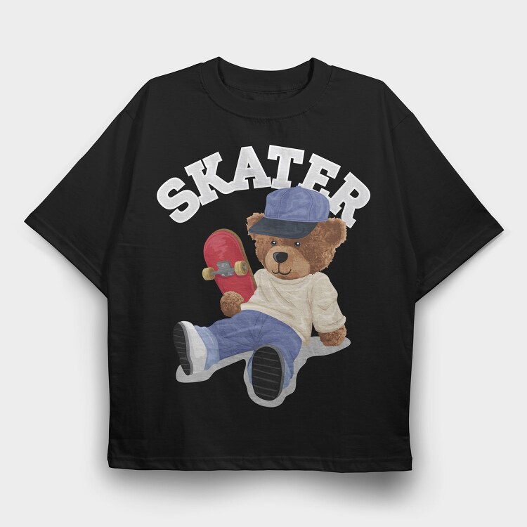 Skater Bear Vibes, Tricou Oversize Barbati (Unisex)