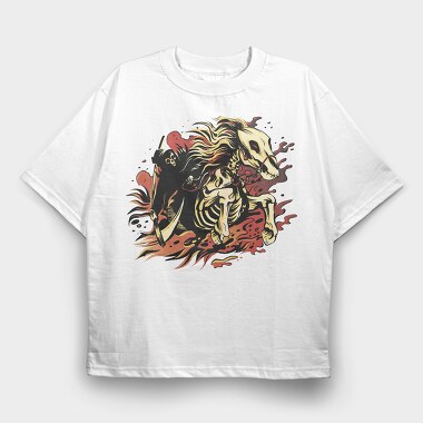 Skeleton Fire Dance, Tricou Oversize Barbati (Unisex)