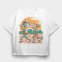 Skeletons Beach Party, Tricou Oversize Barbati (Unisex)