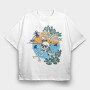 Skull Beach Vibes, Tricou Oversize Barbati (Unisex)