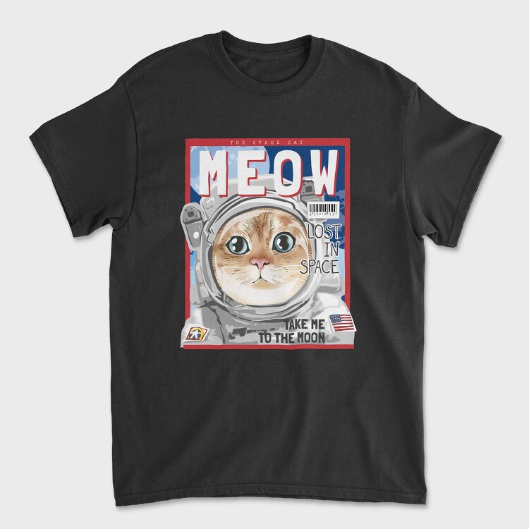 Space Cat Astronaut, Tricou Barbati (Unisex)