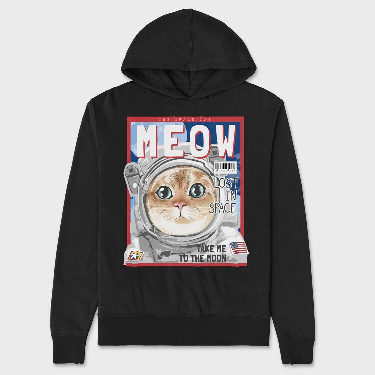 Space Cat Astronaut, Hanorac Oversize Barbati (Unisex)