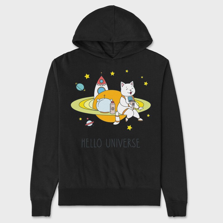 Space Cat Coffee, Hanorac Oversize Barbati (Unisex)