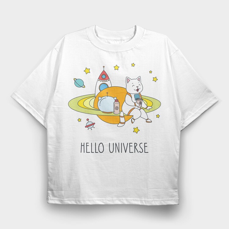 Space Cat Coffee, Tricou Oversize Barbati (Unisex)