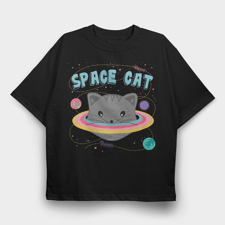 Space Cat Dreams, Tricou Oversize Barbati (Unisex)