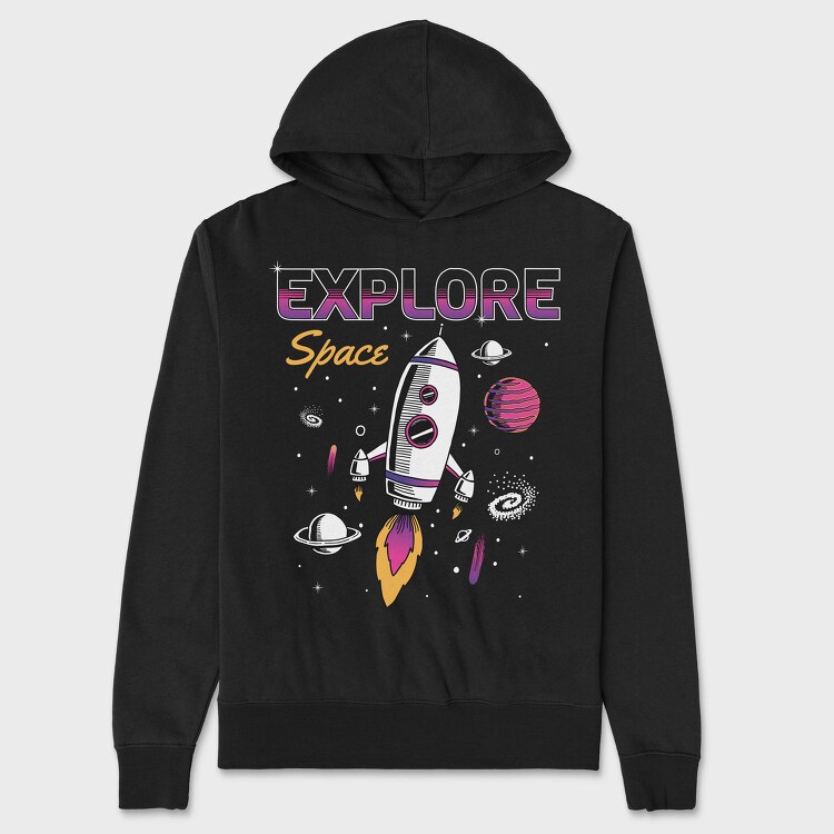 Space Explorer Rocket Ship, Hanorac Oversize Barbati (Unisex)