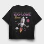 Space Explorer Rocket Ship, Tricou Oversize Barbati (Unisex)