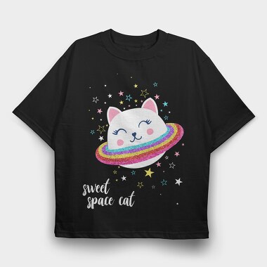 Space Kitty Vibes, Tricou Oversize Barbati (Unisex)