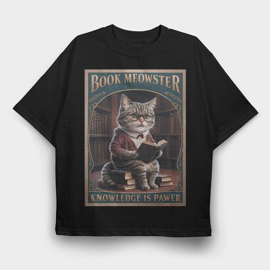 Book Meowowster, Tricou Oversize Barbati (Unisex)
