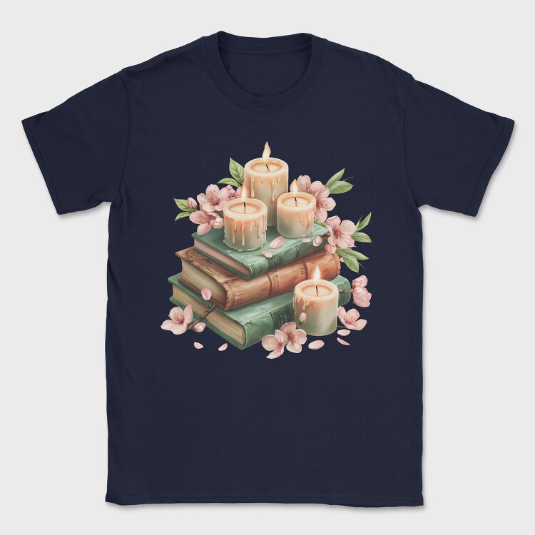 Books Candles Flowers, Tricou Barbati (Unisex)