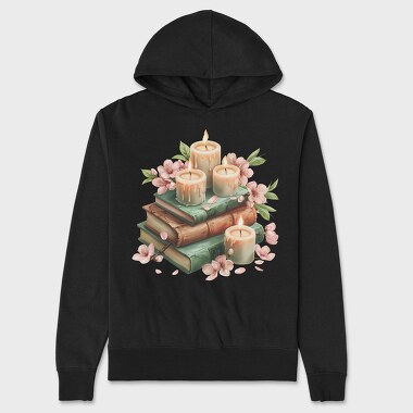 Books Candles Flowers, Hanorac Oversize Barbati (Unisex)