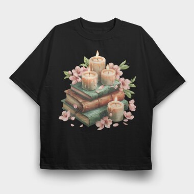 Books Candles Flowers, Tricou Oversize Barbati (Unisex)