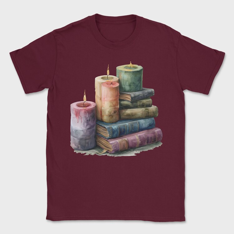 Books Stack Candles, Tricou Barbati (Unisex)