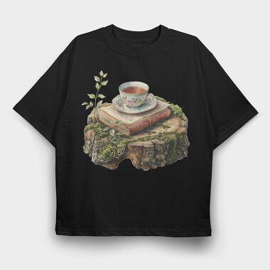 Books Stack Nature, Tricou Oversize Barbati (Unisex)