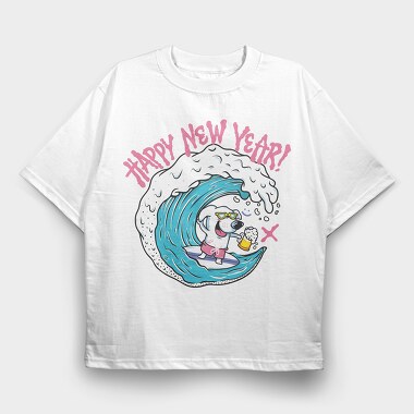 Surf Dog Cheers, Tricou Oversize Barbati (Unisex)